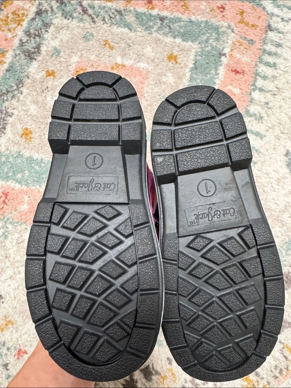 Cat & Jack Magenta and Black Kids Waterproof Snow Boots Size 1